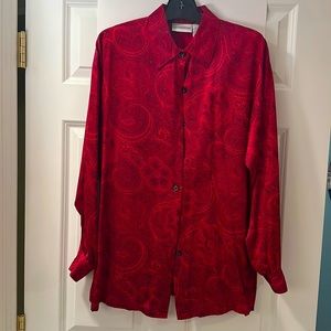 Red paisley silk blouse by Liz Claiborne. 100% silk. Size small, runs big.
